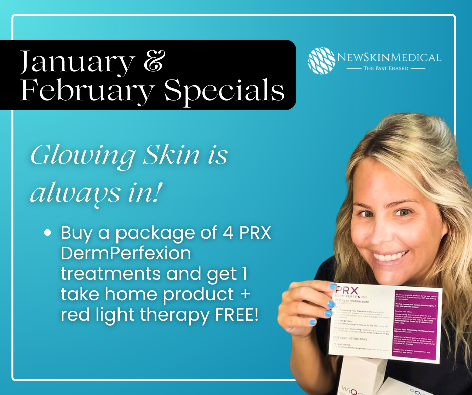 Buy a package of 4 PRX DermPerfexion treatments and get 1 take home product + red light therapy FREE!